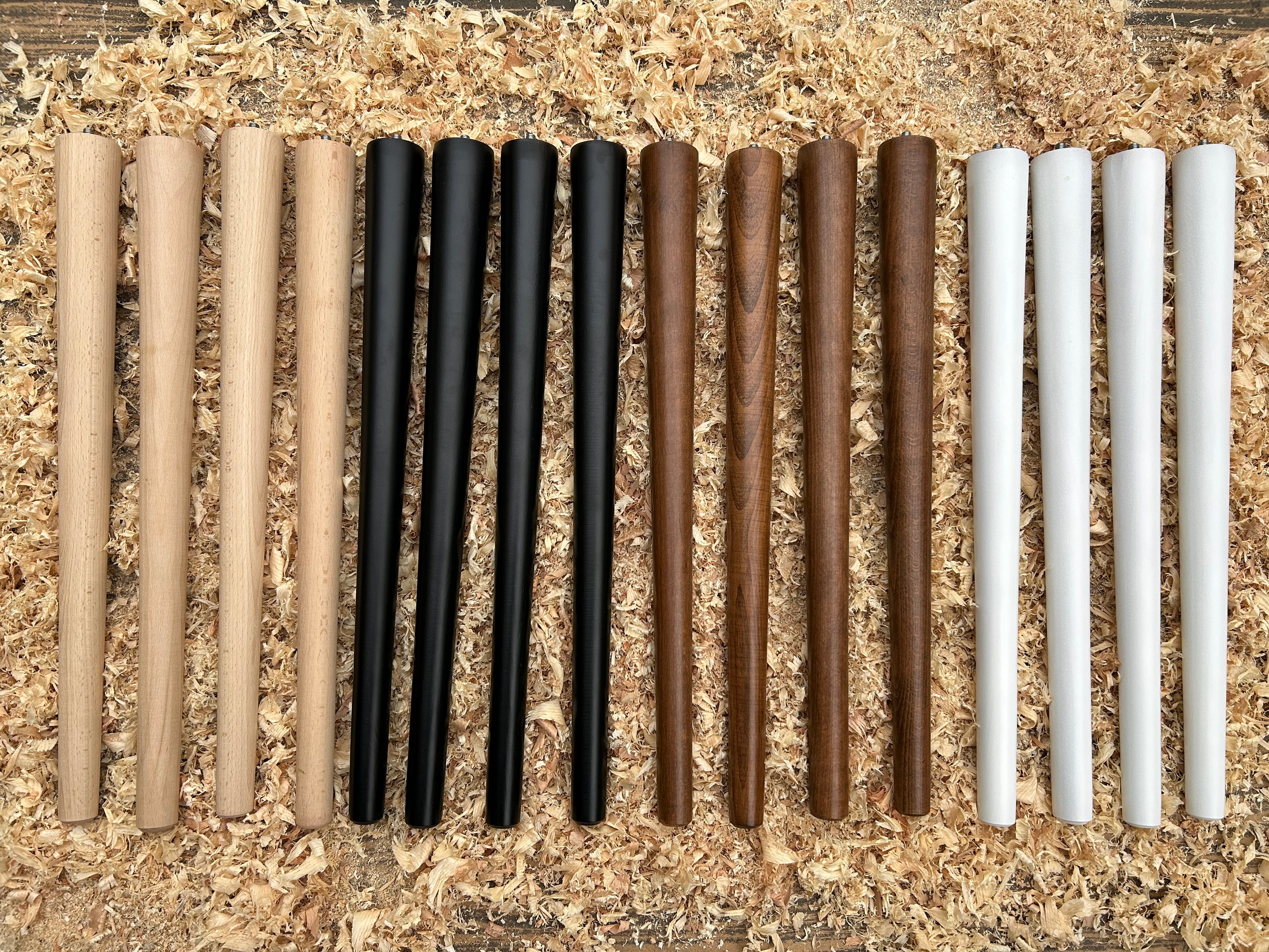Wooden Tapered Furniture Legs – Set of 4 – Legs for Tables, Benches, Farmhouse Tables, Consoles, Coffee Tables - Raw, Walnut, White, Black