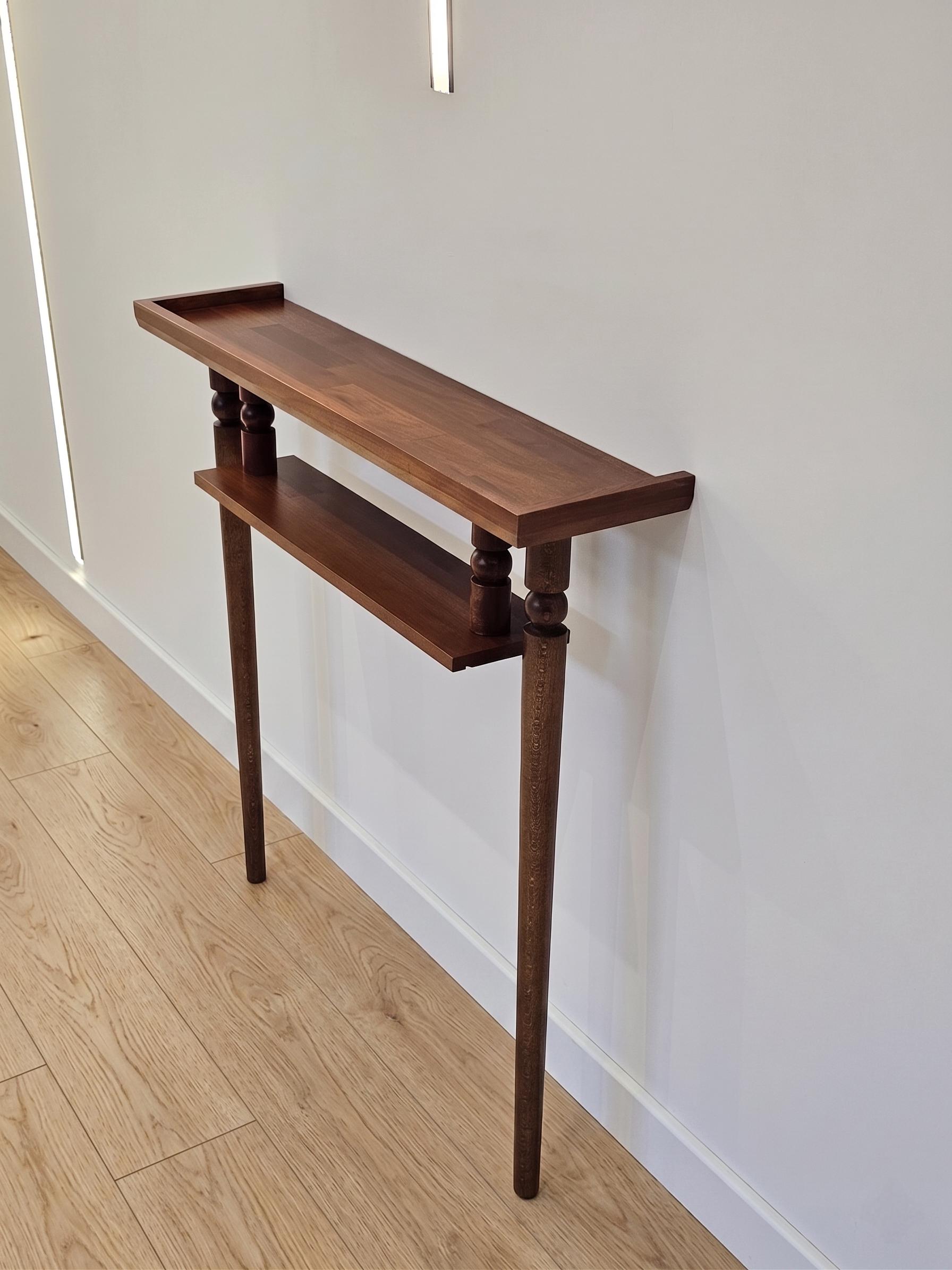 Rustic Shallow Table Rustic Narrow Console Table With Shelf; Handmade Solid Wood Entryway ...
