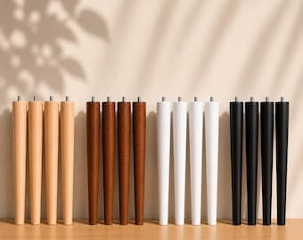 Patas de madera maciza para mesa de centro, muebles de estilo moderno de mediados de siglo, patas de madera cónicas, juego de 4