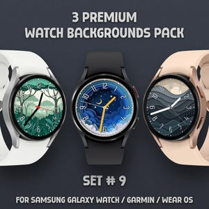 Skiktad natururtavla för Samsung Galaxy, Garmin | Set 9 | Pappersklippt konstbakgrund | Minimalistisk skog, bohemisk himmel, klockbakgrund