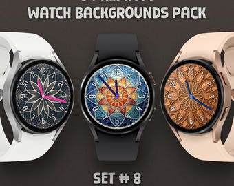 Artisan Mandala-horloge voor Samsung Galaxy en Garmin | Set 8 | Achtergrond met heilige geometrie | Esthetiek van glas-in-lood