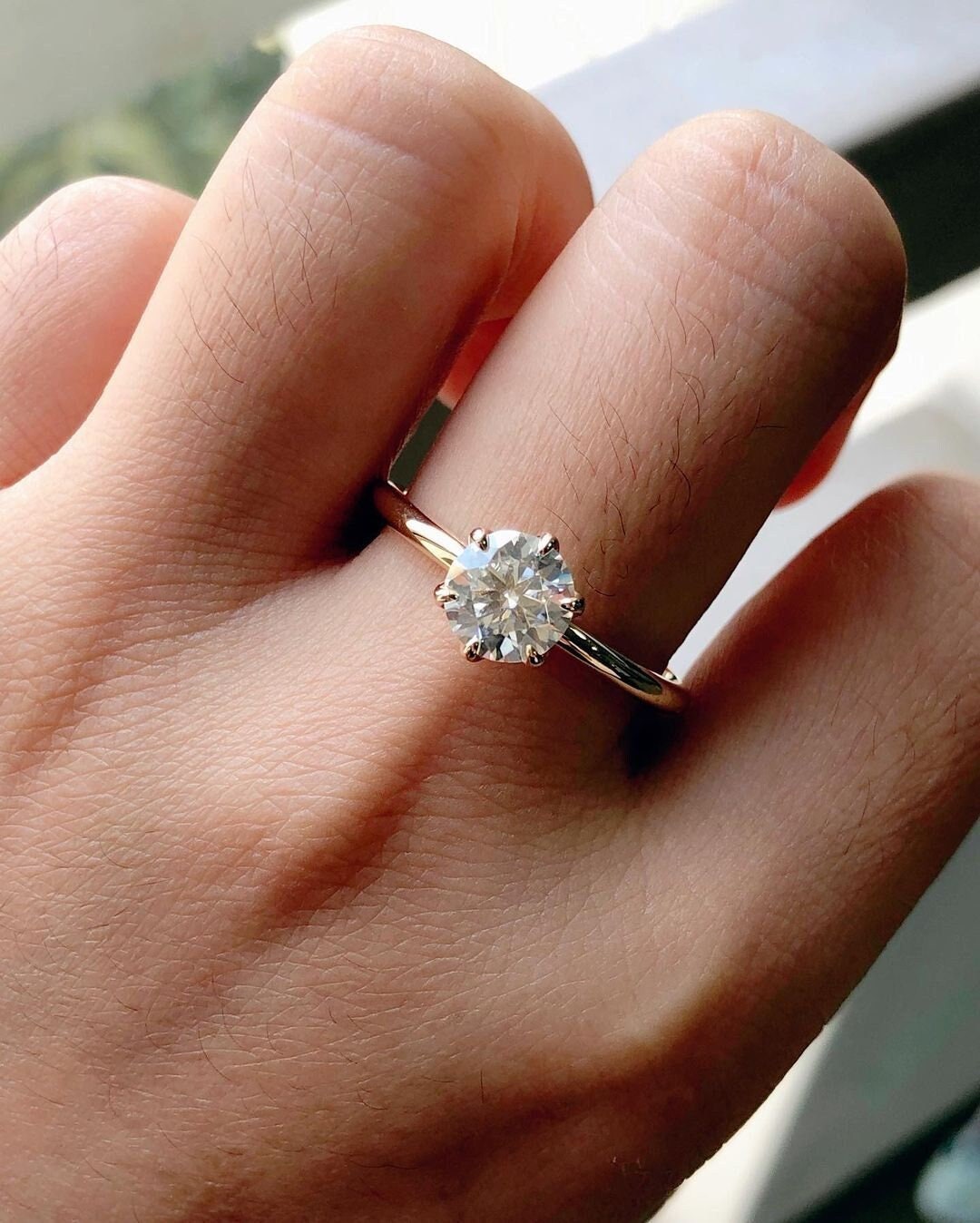 1.10ct Round Cut Solitaire Moissanite Engagement Ring Round Etsy