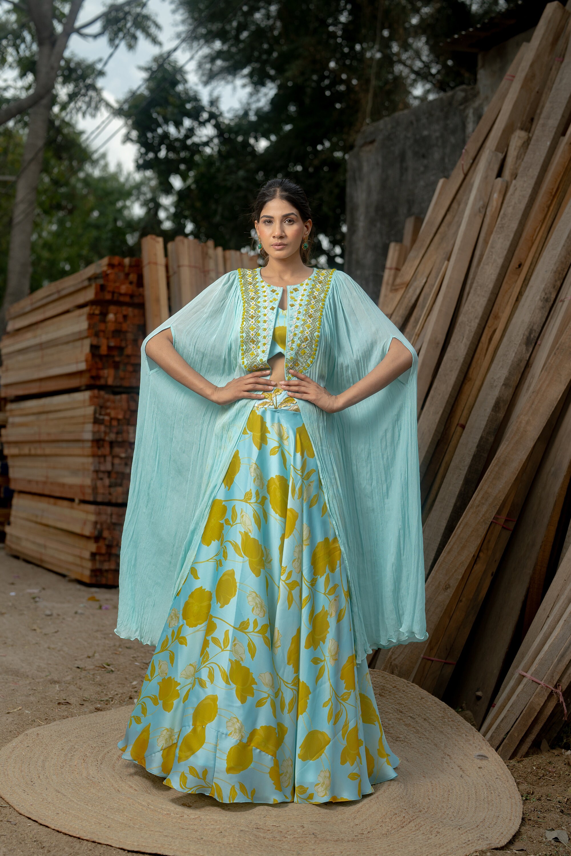 Lehenga Blouse With Short Cape