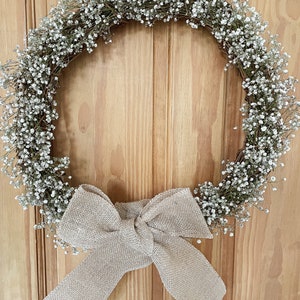 Dried Gypsophila Wreath Bow Handmade Gift Idea Front Door Wreath Hanging Wreath Wedding Rustic Cottage image 5