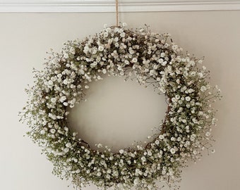 Dried Gypsophila Wreath | Handmade | Gift Idea | Indoor Wreath  | Hanging Wreath | Wedding | Rustic | Cottage | Spring Wreath