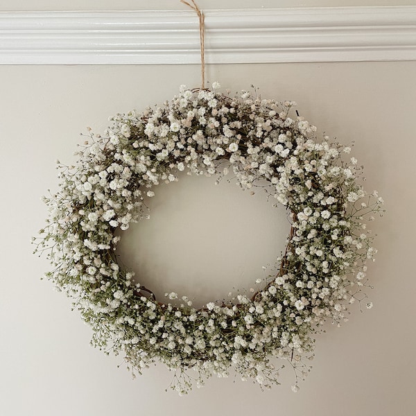 Dried Gypsophila Wreath | Handmade | Gift Idea | Indoor Wreath  | Hanging Wreath | Wedding | Rustic | Cottage | Spring Wreath