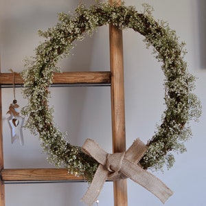 Dried Gypsophila Wreath Bow Handmade Gift Idea Front Door Wreath Hanging Wreath Wedding Rustic Cottage image 2