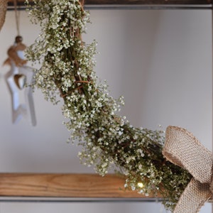 Dried Gypsophila Wreath Bow Handmade Gift Idea Front Door Wreath Hanging Wreath Wedding Rustic Cottage image 3