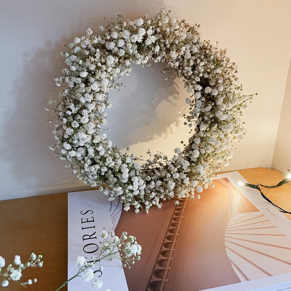 Dried Gypsophila Wreath | Handmade | Gift Idea | Indoor Wreath  | Hanging Wreath | Wedding | Rustic | Cottage | Spring Wreath