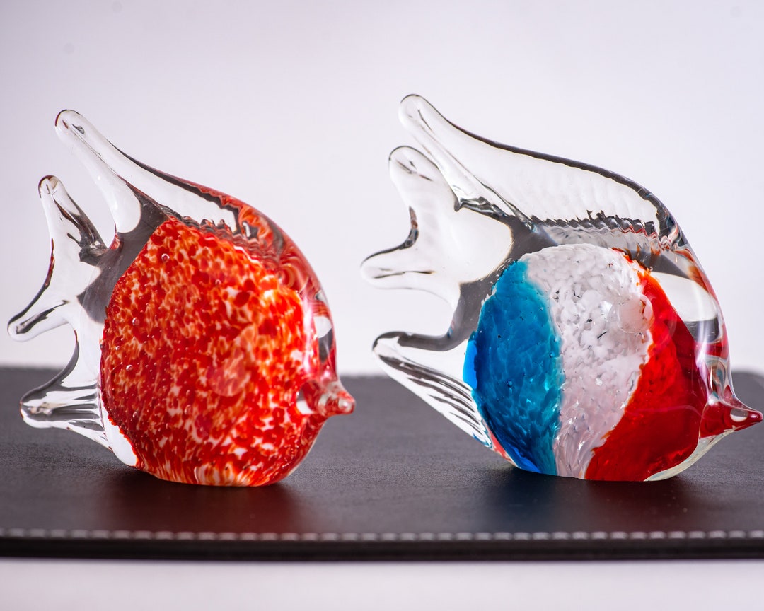 RARE Fish Paperweight Studio Art Hand Crafted France Flag Figurine Gift ...