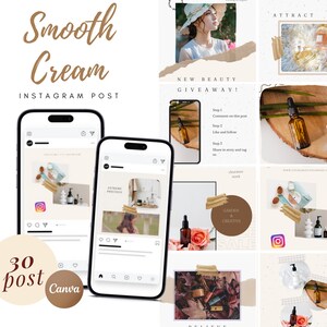 30 Smooth Cream Instagram Templates for Canva l Coach Templates l Beige Templates