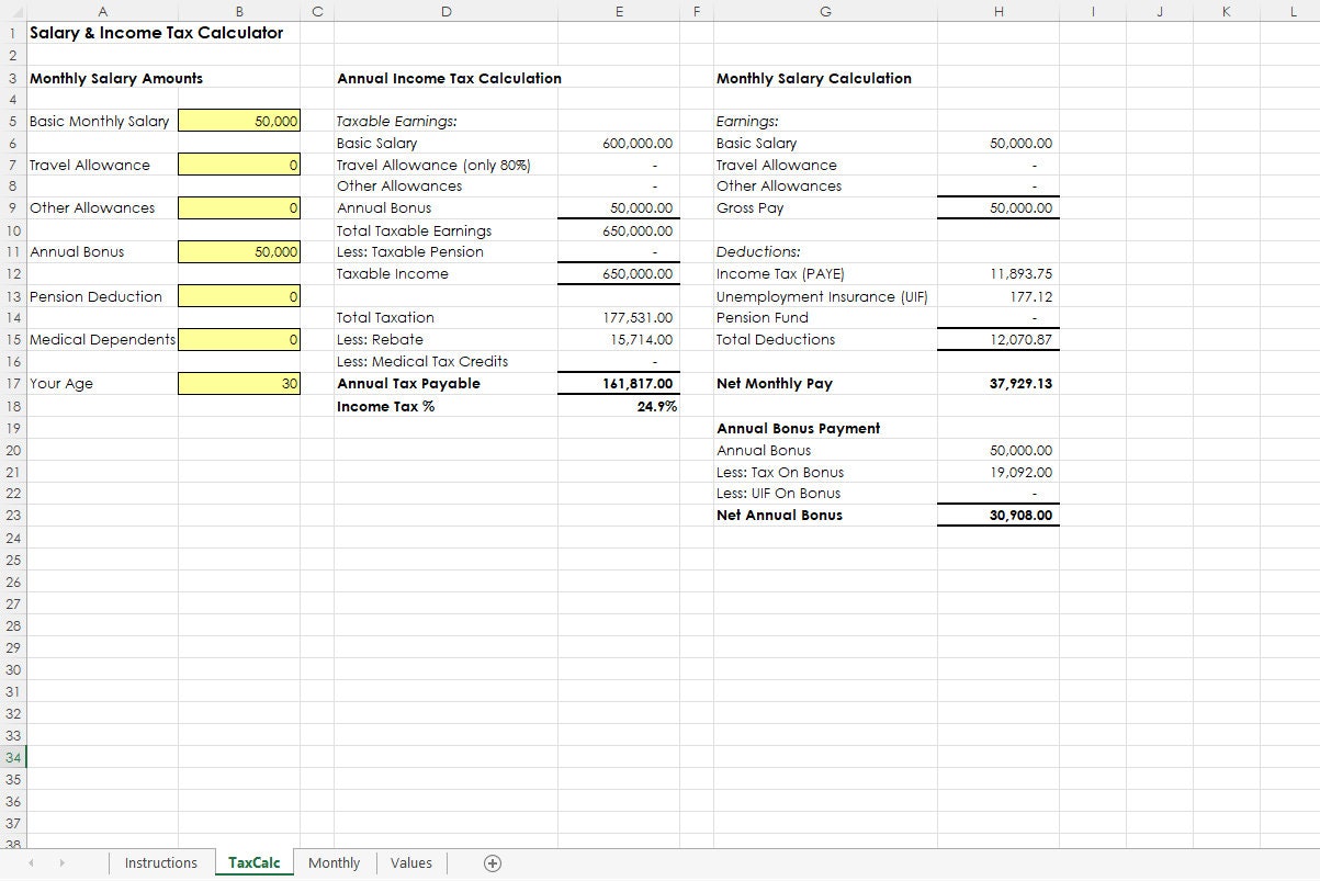 Tax Excel Template/calculator Accounting Template Etsy Tax Excel Template/calculator Accounting Template Etsy