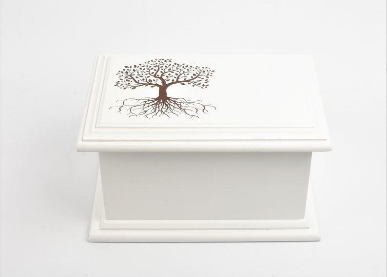 Adult Hardwood Casket Large Cremation Ashes Urn Solid Wood Tree of Life Engraved Urn Fully Personalised SKU2000E - UK