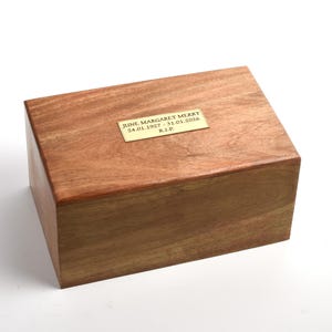 Solid Wood Adult Large Cremation Ashes Casket Urn Box Engraved Option to Personalise