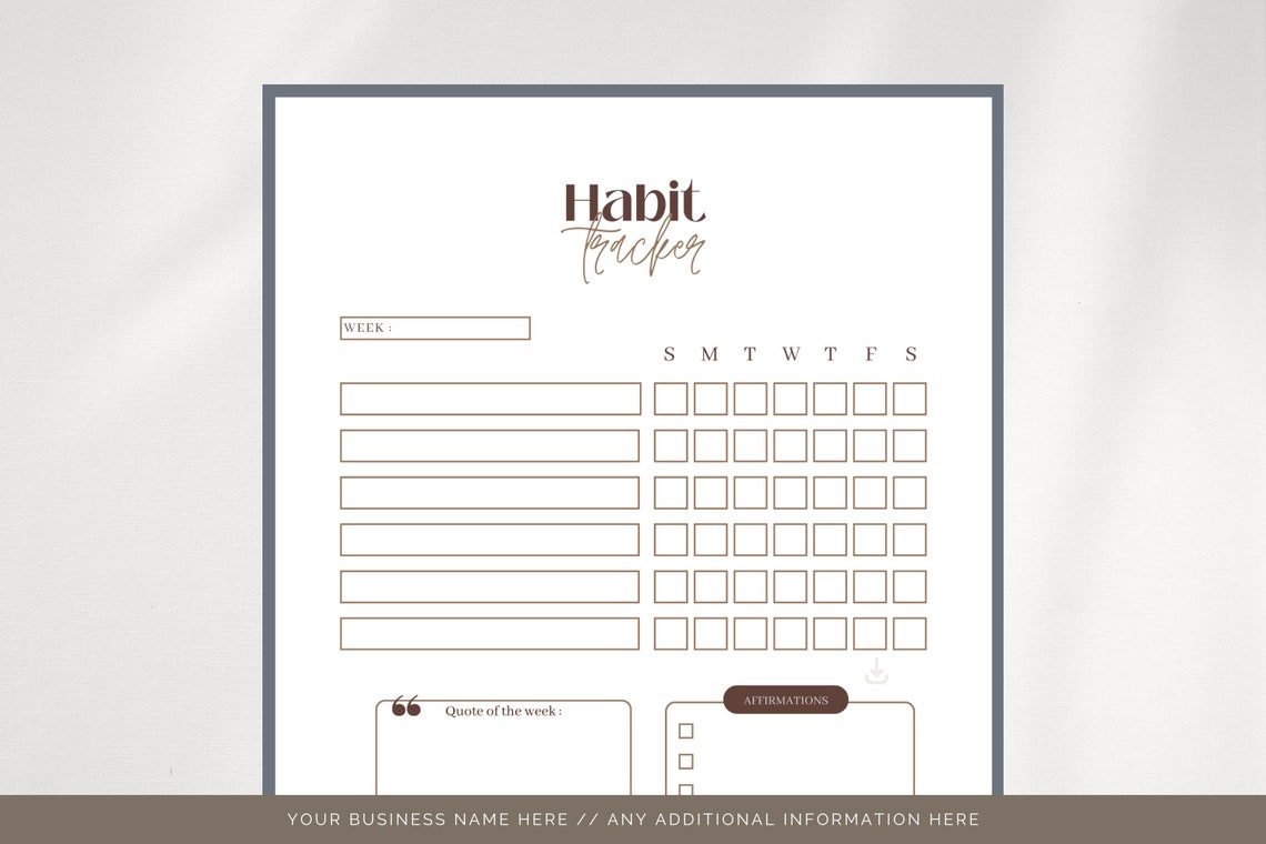 Blank habit tracker daily checklist routine forming to do etsy