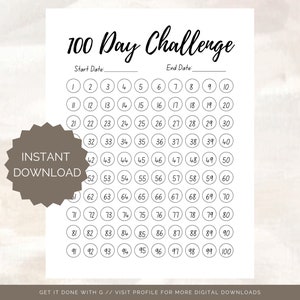 Fitness Tracker / Habit Tracker / 100 Day Challenge Goal / Create Your Own / New Year Resolution / Exercise Checklist / Planner / Printable