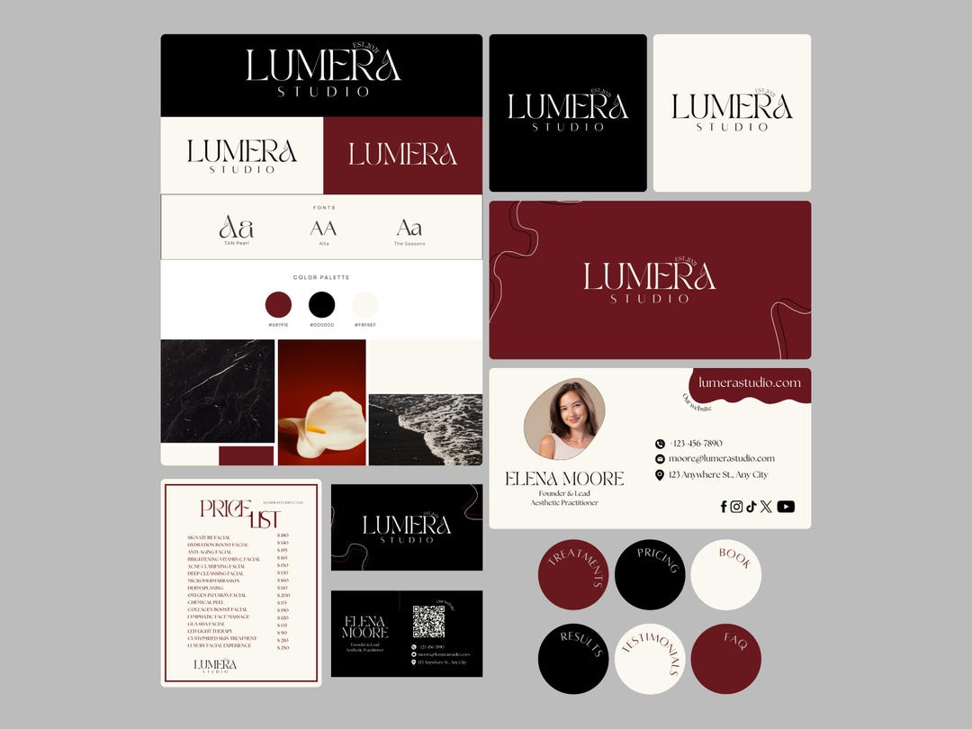 Branding Kit Canva Template | Luxury and Elegant | Old Money | Burgundy ...