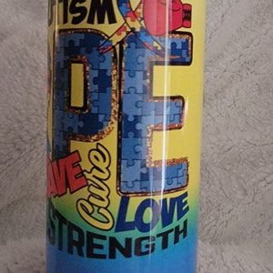 20oz stainless steel fight autism tumbler image 2