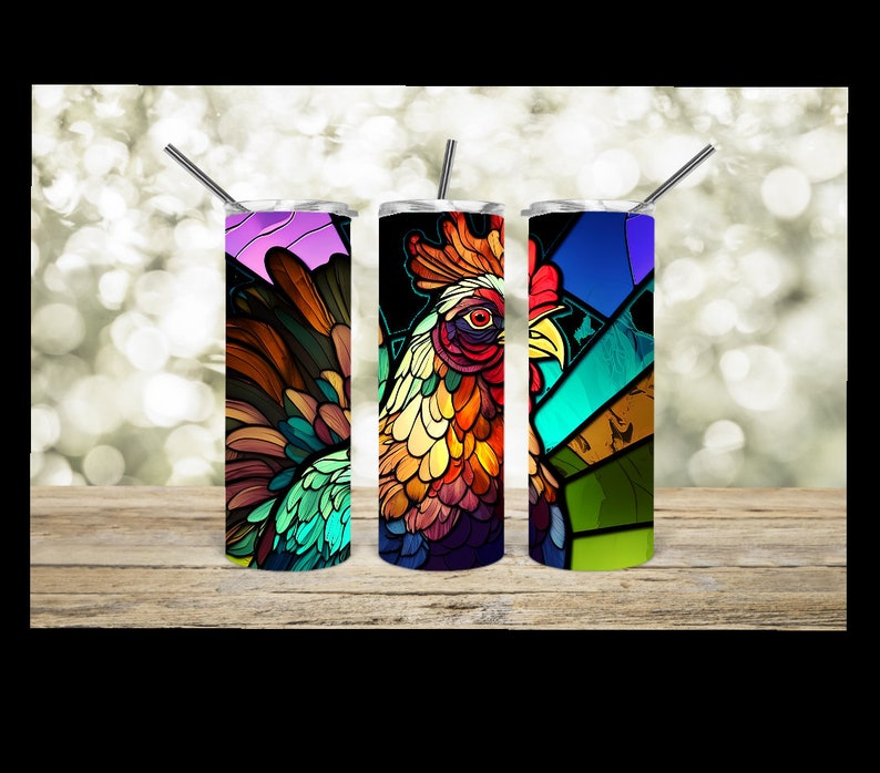20oz stainless steel rooster tumbler image 1