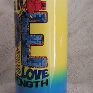 20oz stainless steel fight autism tumbler image 3