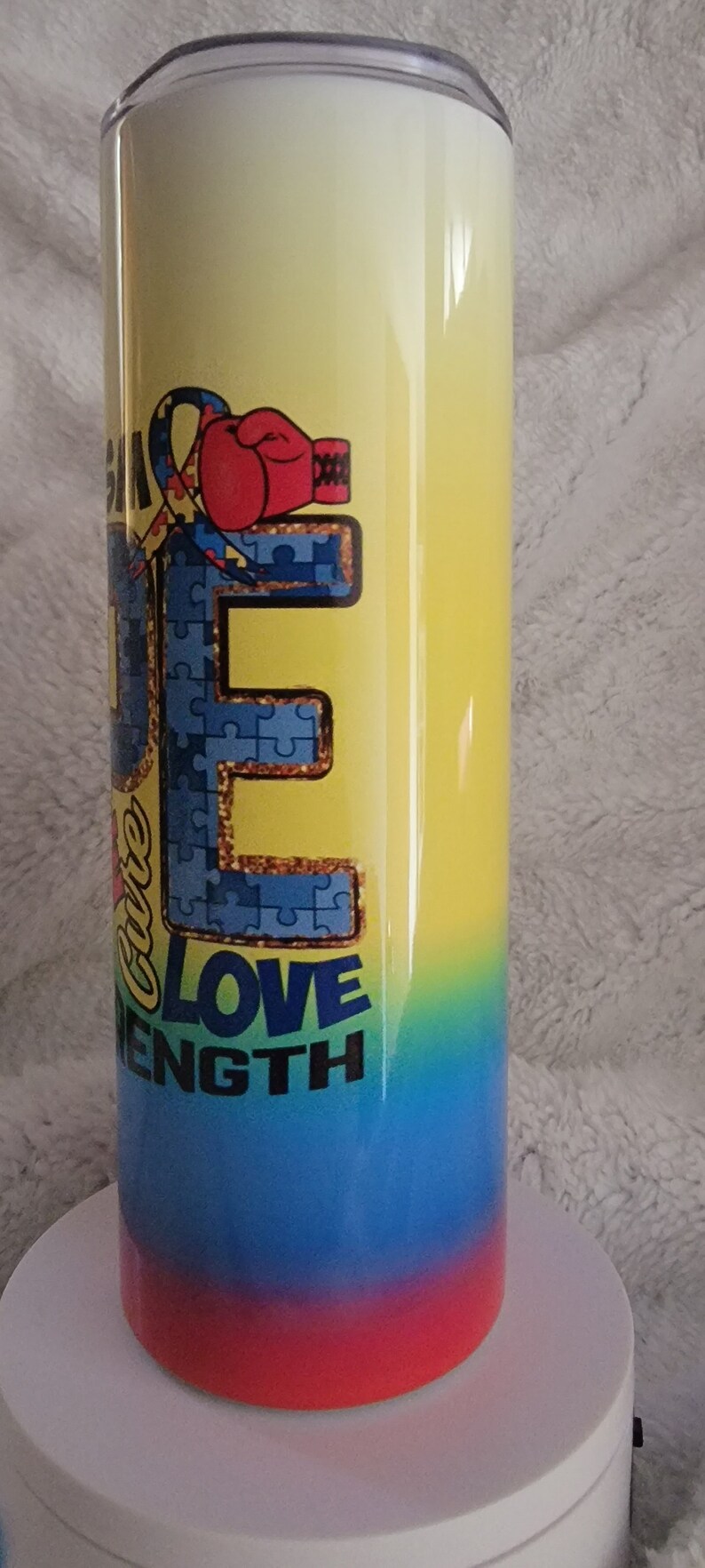 20oz stainless steel fight autism tumbler image 3