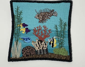 Tropical Fish Under the Sea Woven Wall Art Lionfish