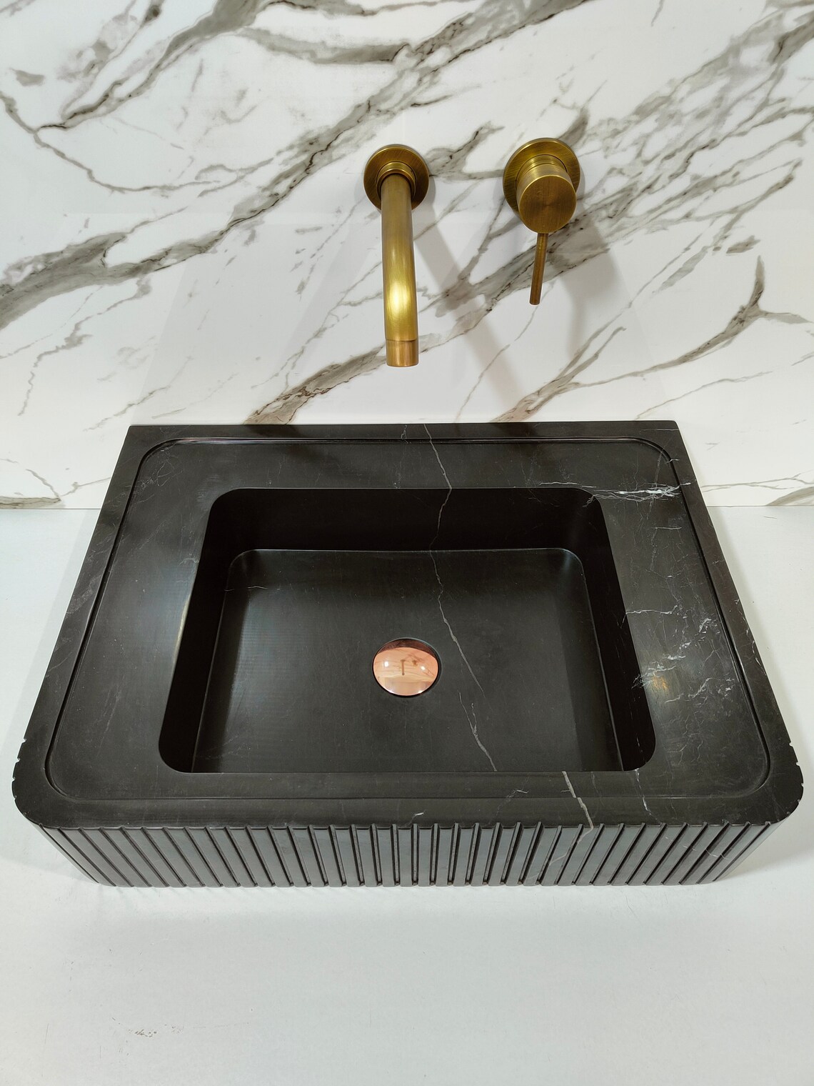 Black Marble Sink Stone Sink Natural Stone Sink Bathroom Etsy