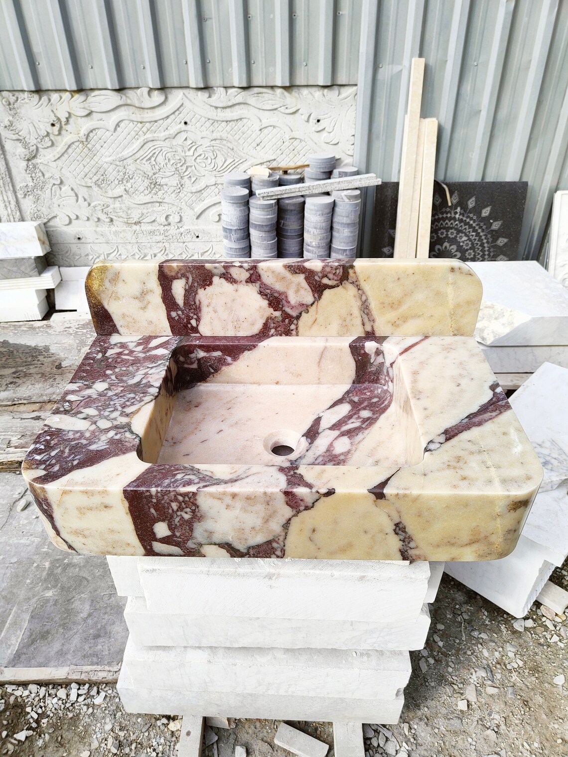 Bathroom Marble Sink Backsplash Stone Sink Bathroom Sink Etsy