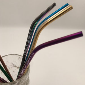 Personalized stainless steel straws engraved  baby shower gifts unique baby coming celebration favors