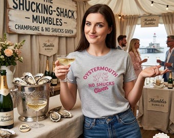 Oystermouth No Shucks Given Graphic Tee] | Women’s Softstyle T-Shirt, Coastal Vacation Shirt, Cute Summer Tee for Her