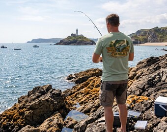Mumbles Bass Fish Illustration T-shirt | Fishing Vintage Logo | Gower Coastal