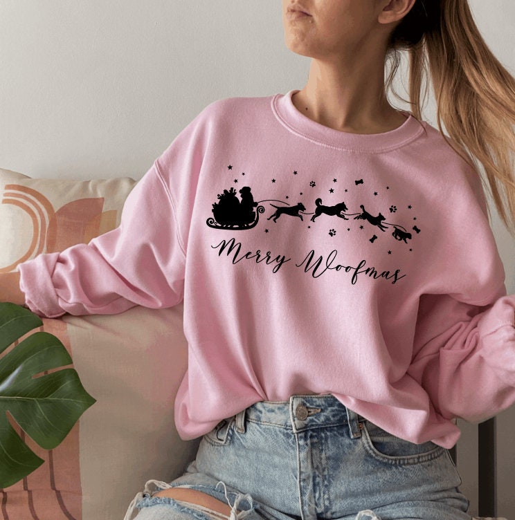 Discover Merry Woofmas Dog Sled Christmas Jumper Crewneck Sweatshirt