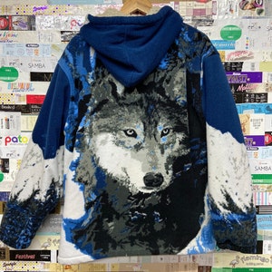 Vintage 90s Wolf Fleece Lined Hooded Jacket. Zip Closure Vintage 90s Wolf Fleece Lined Hooded Jacket. Zip Closure