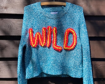 WILD - Pull néon retravaillé moderne néon |  taille unique XS - M