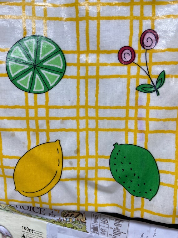 Vintage kitsch fruit oil cloth tote shopping bag.… - image 4