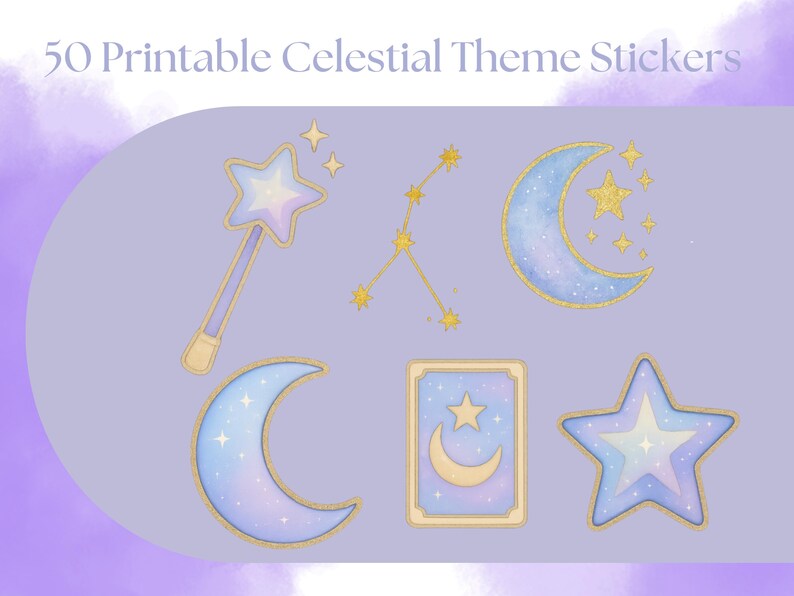 Celestial Stickers PNG, Moon Star Galaxy Planner Clipart (digital ...