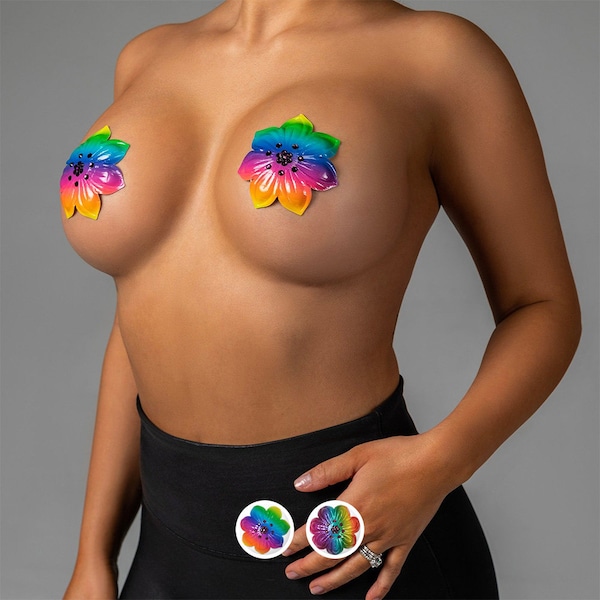 Key West - Designer Reusable Floral Rhinestone Nipple Cover Pasties