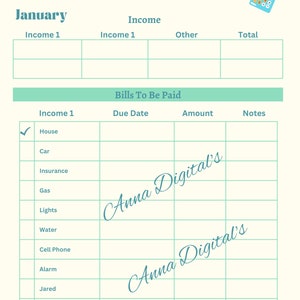 12 Month Budget Planner Digital Download Editable Template