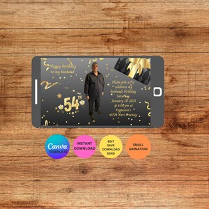 Happy Birthday Party Digital Invitation Instant Download Editable Canva Template Party Flyer Event