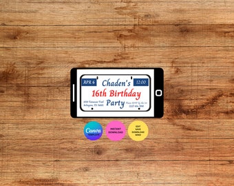 License Plate Birthday Party Invitation Digital Download Editable Template Sweet Sixteen Happy Birthday