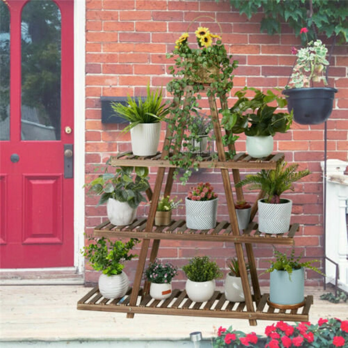 Plant Display Ladder Wooden Plant Stand Triangle Wooden Etsy