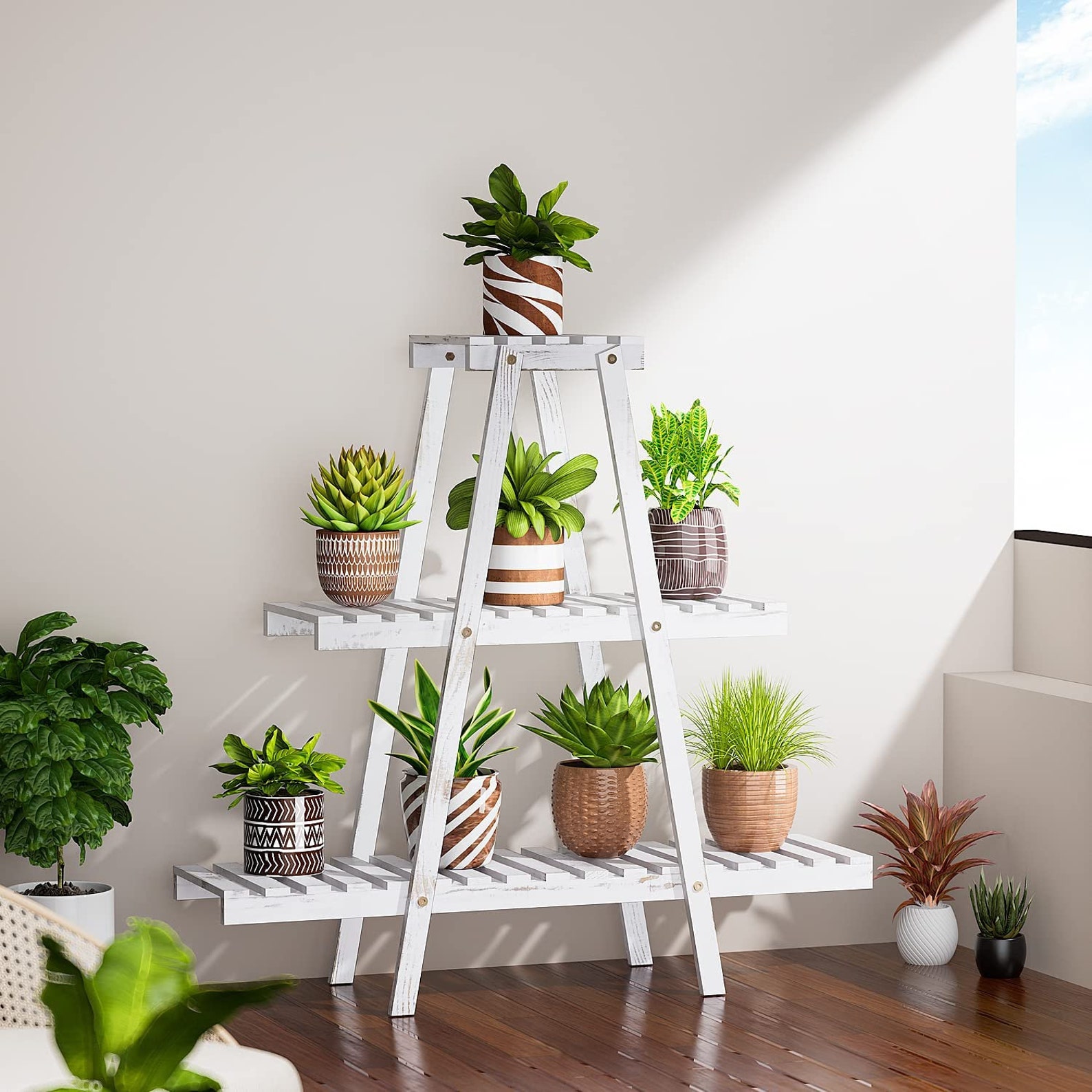 Plant Display Ladder Wooden Plant Stand Triangle Wooden Etsy