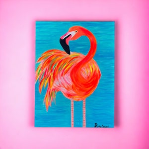 Original One Of A Kind Big Flamingo Painting