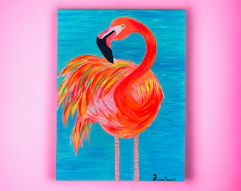 Original One Of A Kind Big Flamingo Painting