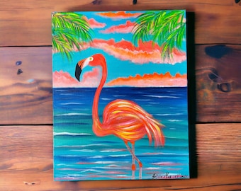 One-of-a-Kind Flamingo Art - Tropical Painting for Your Home