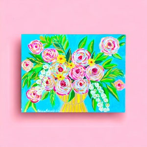 Peinture originale de fleurs roses uniques en leur genre