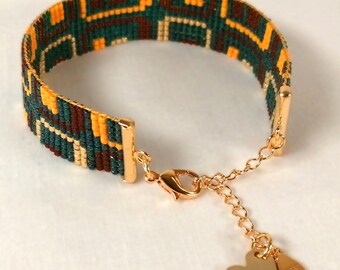 Miyuki Delica Bead Loom Bracelet PDF Pattern, instant download. Fifties. Autumn Palette.