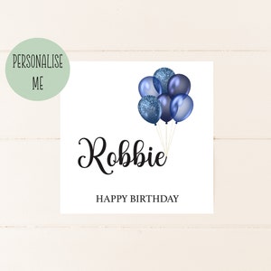 Personalised Birthday Card For Him, Birthday Card, Happy Birthday, card for him, Any Age, Add any age,  Balloons, Elegant