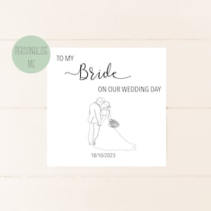 Personalised wedding card, to my Wife, bride, bride to be on our wedding day, from  groom to bride
