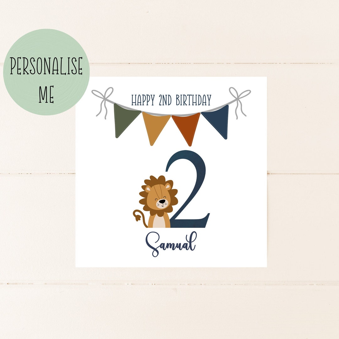 2nd Birthday Card, Personalised Second Birthday Card, Boys, 2nd